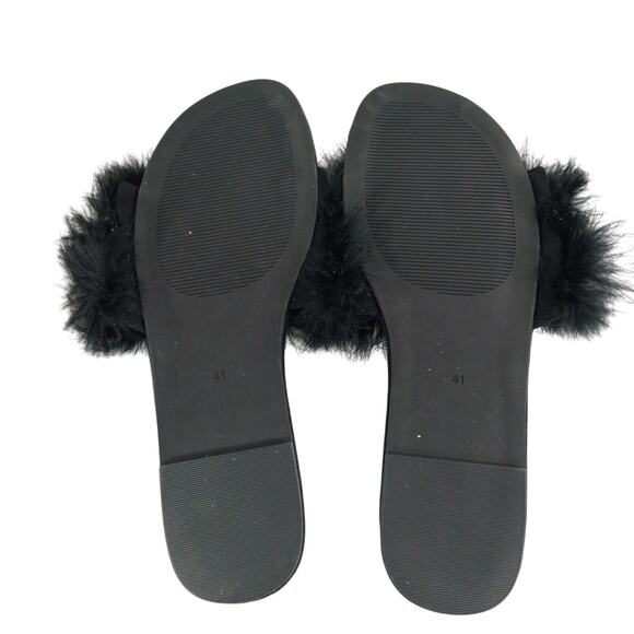 NWOT! BOTEX COLL! ADORABLE BLACK POUFY BOA FEATHER HOUSE SHOES, SLIPPERS! SZ 10 - Picture 9 of 10
